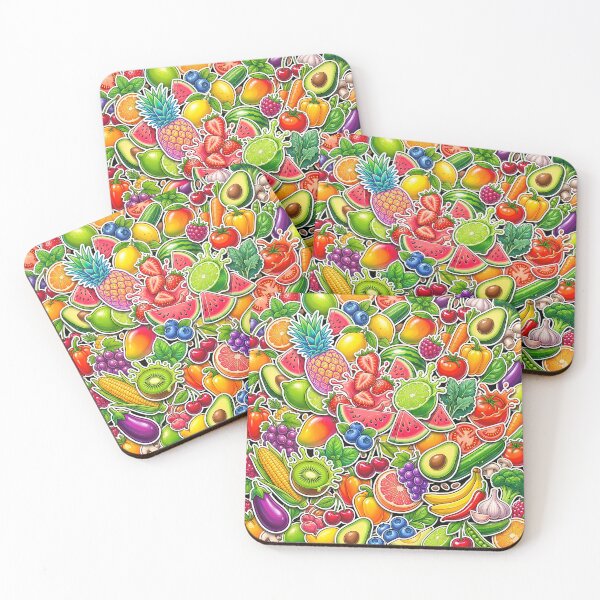 Item preview, Ultimate Fruit & Veggie Stickerbomb – Color Explosion Collage designed and sold by RH Design Lab.
