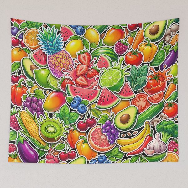Item preview, Ultimate Fruit & Veggie Stickerbomb – Color Explosion Collage designed and sold by RH Design Lab.