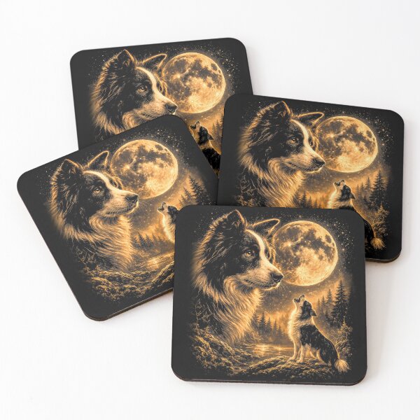 Item preview, Border Collie Howling to The Moon Vintage 90s Retro Border Collie Graphic designed and sold by will freed18.