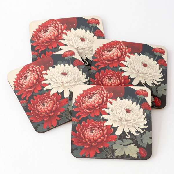 Item preview, Red and White Chrysanthemums  designed and sold by Vicky Brago-Mitchell®.