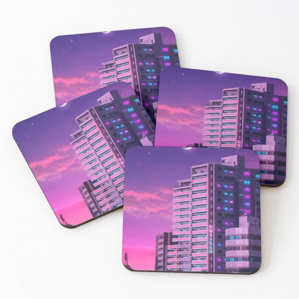 Item preview, Tokyo Apartment Glow - Purple Twilight Highrise designed and sold by Inari Designs.