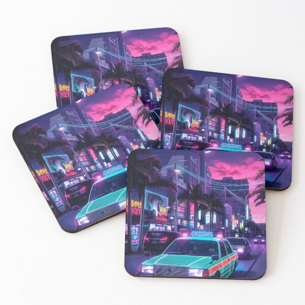 Item preview, Okinawa Night Taxi - Neon Palm Street designed and sold by Inari Designs.