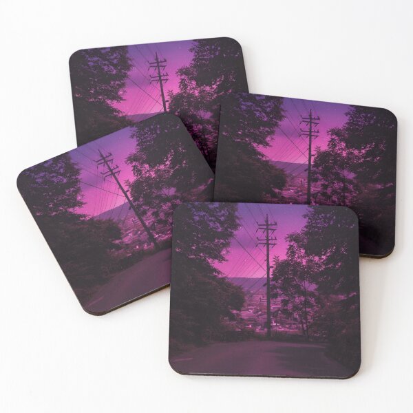 Item preview, Japanese Summer Night Road - Electric Purple designed and sold by Inari Designs.