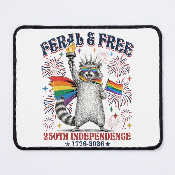 Item preview, Feral And Free 250th Funny 250 Years Retro LGBT Independence Raccoon designed and sold by schoolofbullies.