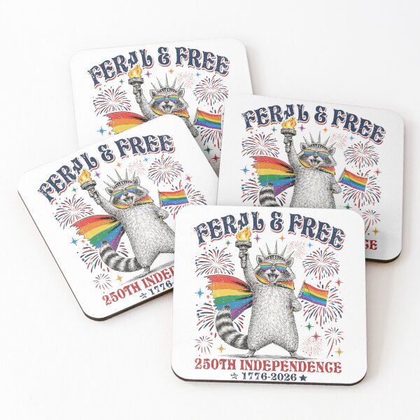 Item preview, Feral And Free 250th Funny 250 Years Retro LGBT Independence Raccoon designed and sold by schoolofbullies.