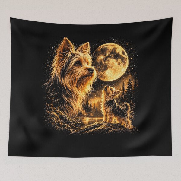 Item preview, Yorkie Howling to The Moon Vintage 90s Retro Yorkie Graphic designed and sold by will freed18.