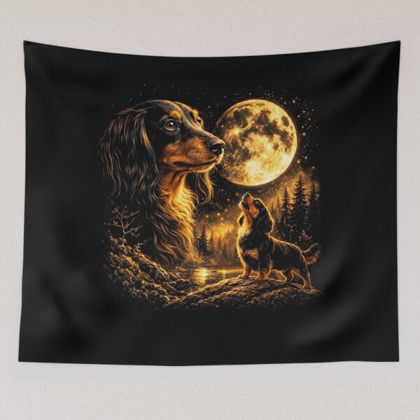 Item preview, Dachshund Howling to The Moon Vintage 90s Retro Dachshund Graphic designed and sold by will freed18.