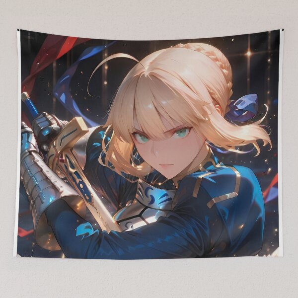 Item preview, Saber Artoria Pendragon Fate Stay Night – Excalibur Anime Knight Girl Epic Battle Pose designed and sold by Dyan4.