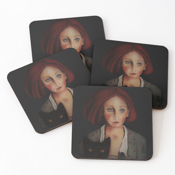 Item preview, Redhead & black cat portrait designed and sold by MaPerle.