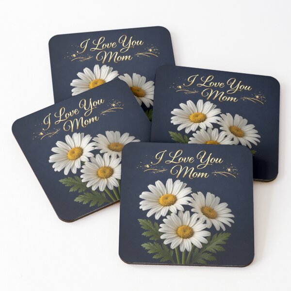 Item preview, I Love You Mom Elegant White Daisies Design Gold Text Mother's Day Gift designed and sold by daila70.