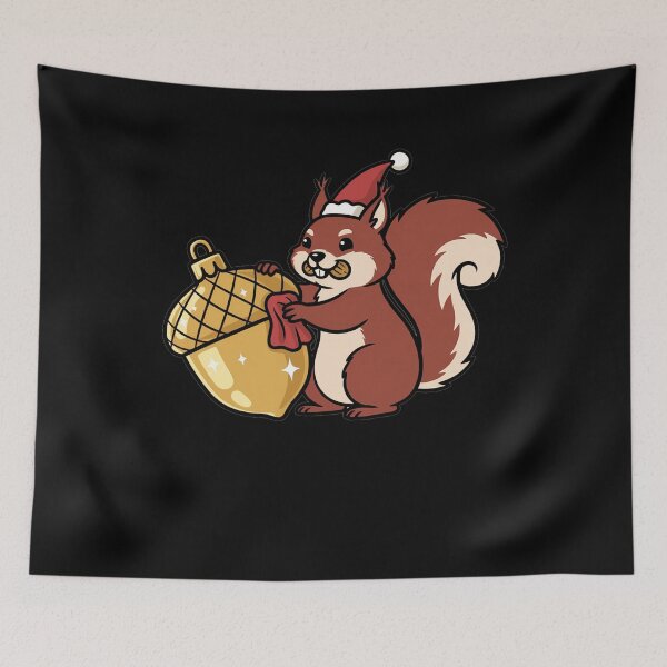 Item preview, Festive Squirrel Polishing Golden Christmas Acorn Ornament designed and sold by k3rstman1.