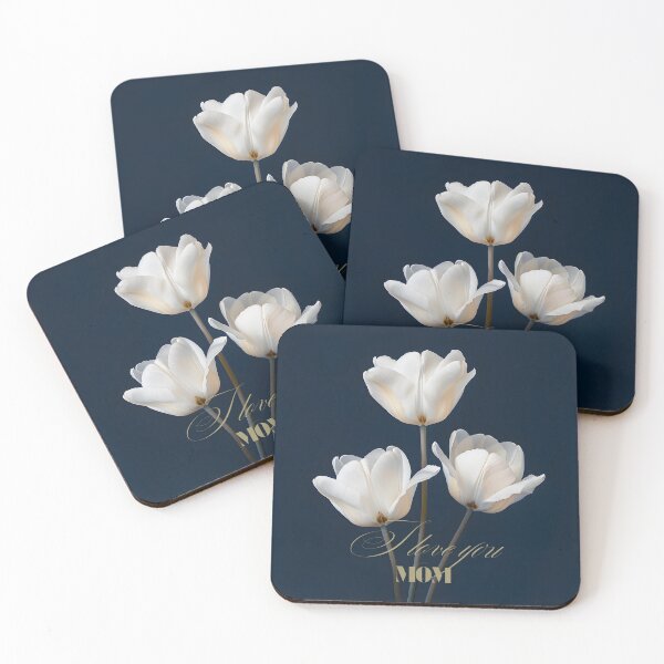 Item preview, I Love You Mom Elegant White Tulips Design Gold Text Mother's Day Gift designed and sold by daila70.