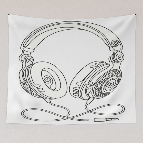 Item preview, Minimal Line Art-Headphone designed and sold by DinsignStudio.
