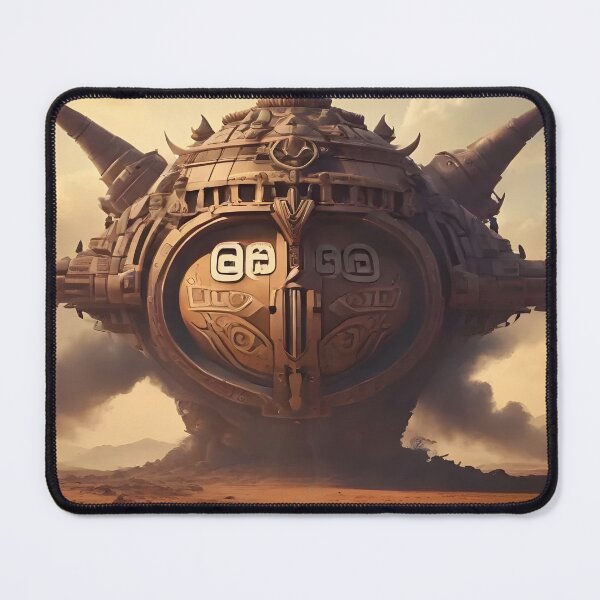 Item preview, Futuristic Steampunk Spaceship in Desert | Sci-Fi Mechanical Fortress Art designed and sold by Bhaskar Digital Art.
