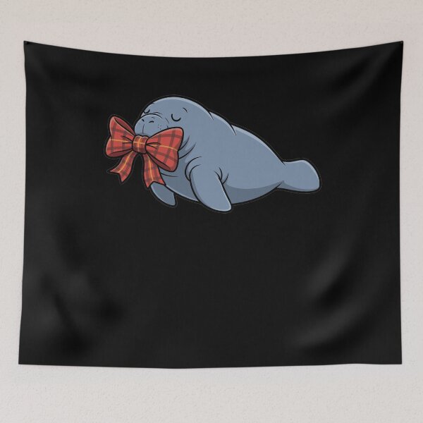 Item preview, Cute Cartoon Manatee Red Plaid Bow designed and sold by k3rstman1.