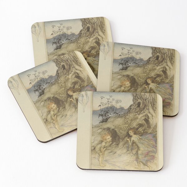 Aperçu de l'œuvre Puck et une fée - version 2 - Le Songe d'une nuit d'été - Arthur Rackham créée et vendue par forgottenbeauty.