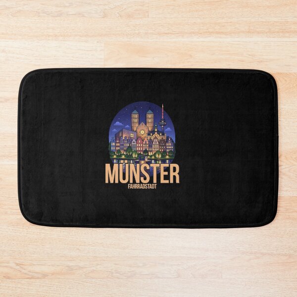 Item preview, Münster Motif 6 Bicycle City Night Skyline Illustration designed and sold by the-grey-one.