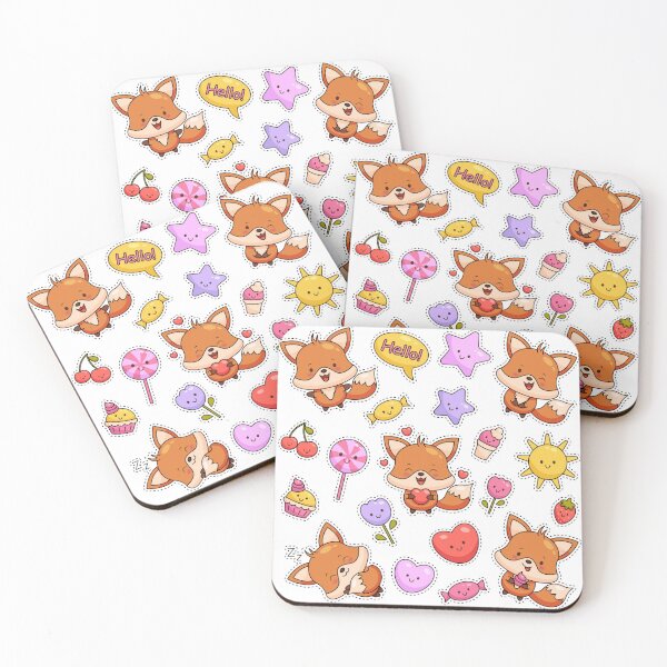 Item preview, Cute Fox Sticker Pack – Kawaii Cartoon Animals, Candy & Hearts Set designed and sold by ZYNORAworld.