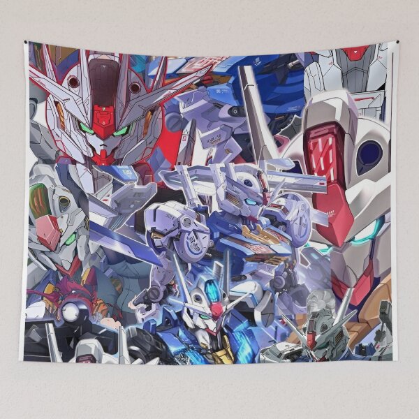 Item preview, Epic Mecha Robot Anime Collage – Futuristic Gundam Style Battle Art designed and sold by Dyan4.