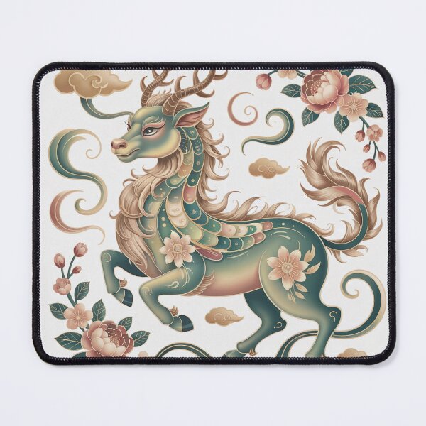 Item preview, Qilin Mythical Creature Art – Chinese Zodiac Feng Shui Decorative Illustration designed and sold by Tamas Das.