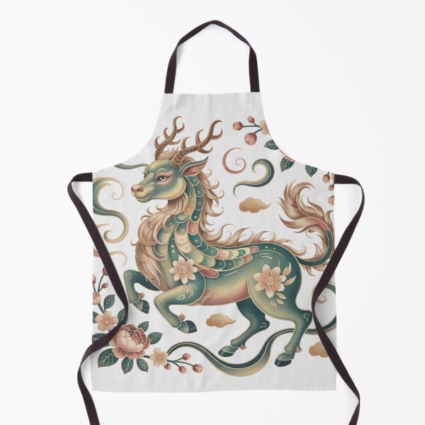 Item preview, Qilin Mythical Creature Art – Chinese Zodiac Feng Shui Decorative Illustration designed and sold by Tamas Das.