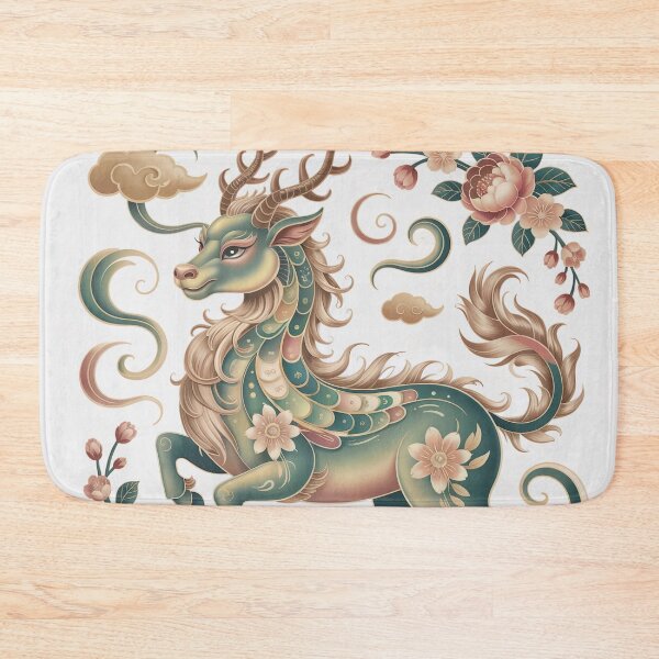 Item preview, Qilin Mythical Creature Art – Chinese Zodiac Feng Shui Decorative Illustration designed and sold by Tamas Das.