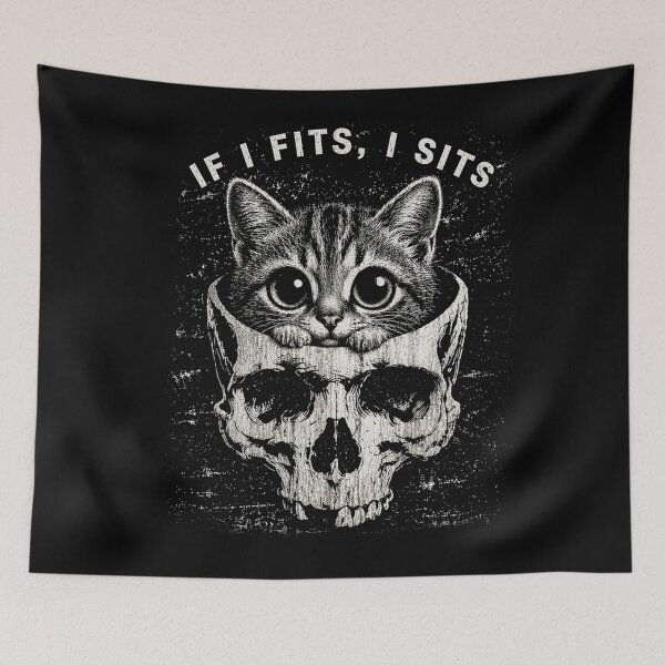 Item preview, If I Fits I Sits Cute Cat Skull Gothic Dark Humor designed and sold by will freed18.