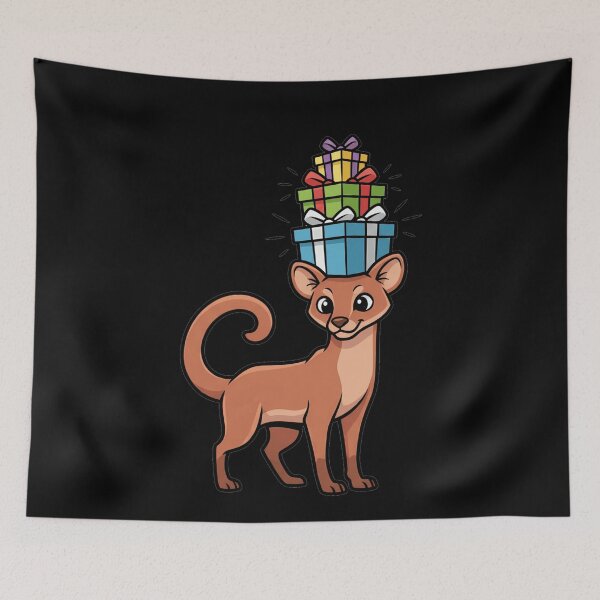 Item preview, Cute Cartoon Fossa Carrying Stacked Presents designed and sold by k3rstman1.
