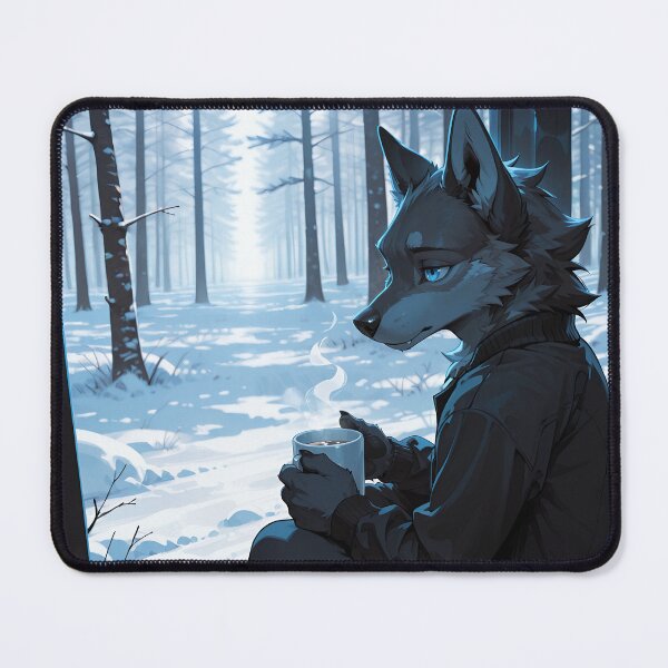 Item preview, Anthro Wolf Winter Forest Calm | Furry Art Snow Cozy Aesthetic designed and sold by LexYote.