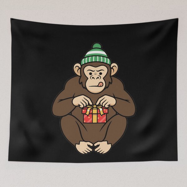 Item preview, Funny Chimpanzee Opening Red Present Beanie Hat designed and sold by k3rstman1.