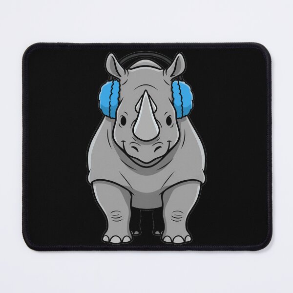 Item preview, Musical Rhino Wearing Blue Headphones Cartoon designed and sold by k3rstman1.