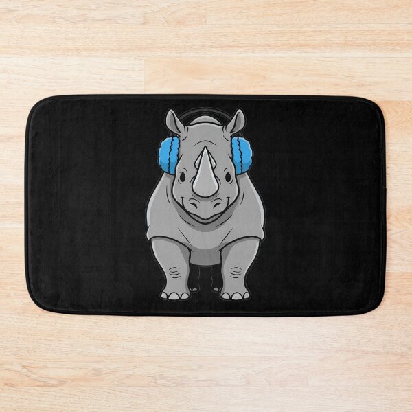 Item preview, Musical Rhino Wearing Blue Headphones Cartoon designed and sold by k3rstman1.
