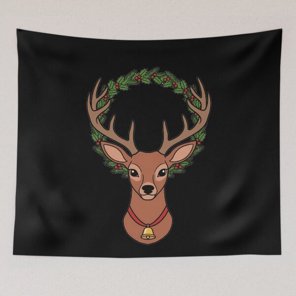 Item preview, Festive Christmas Reindeer with Holly Wreath designed and sold by k3rstman1.