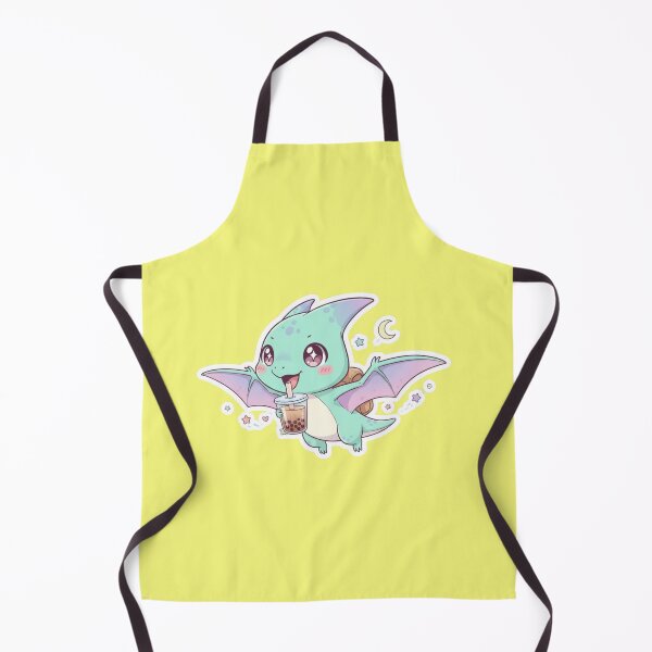 Item preview, Kawaii Baby Pterodactyl Drinking Boba Tea Milk Tea Cute Pastel Dinosaur Chibi Art designed and sold by bvdesignart.