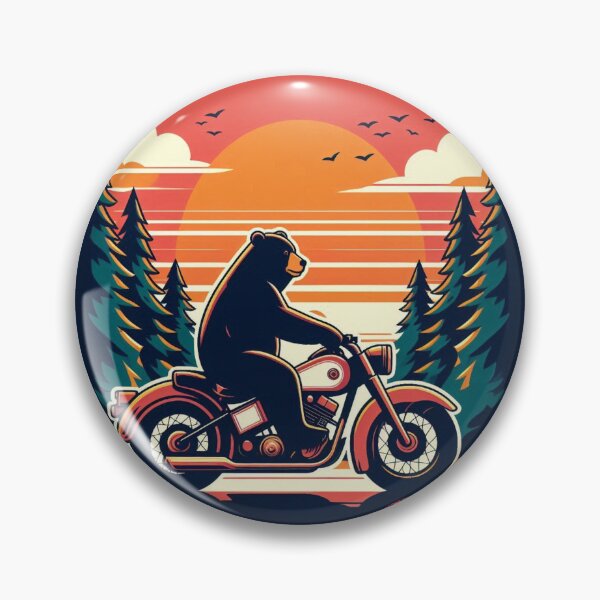 Item preview, Whimsical Bear – Sunset Badge designed and sold by Dogandesighn.
