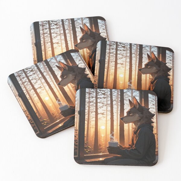 Item preview, Golden Window Reflection - Anthro Wolf Sunset Calm Aesthetic designed and sold by LexYote.