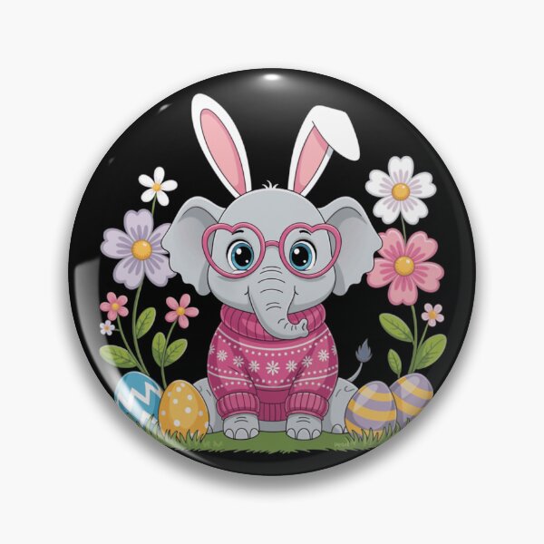 Item preview, Whimsical Spring Elephant Wearing Bunny Ears and Knit Sweater designed and sold by anamul43.