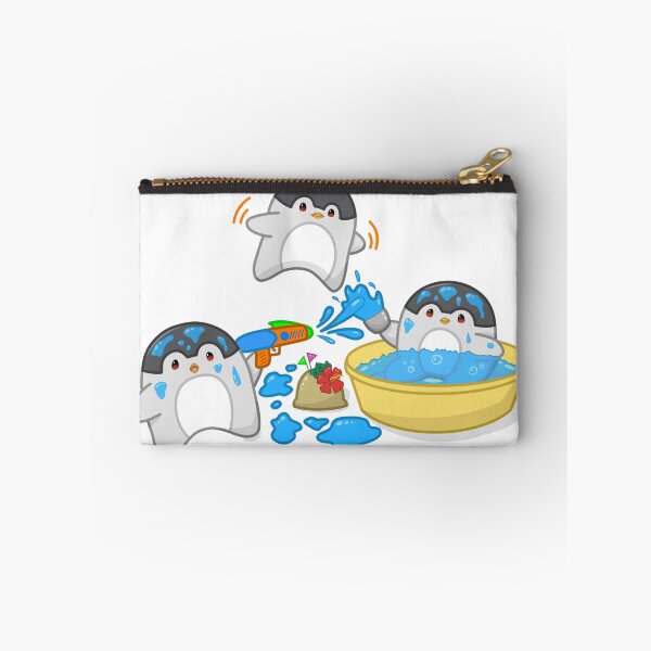 Item preview, Songkran Festival Penguins – Cute Chibi Water Fight with Sand Pagoda designed and sold by MikaKawaiiArt.