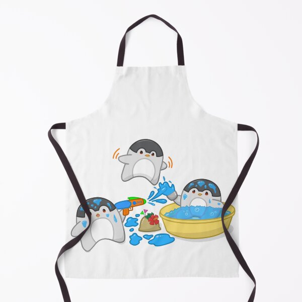 Item preview, Songkran Festival Penguins – Cute Chibi Water Fight with Sand Pagoda designed and sold by MikaKawaiiArt.