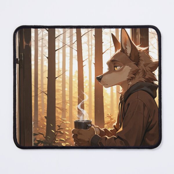 Item preview, Anthro Wolf Warm Forest Morning | Furry Art Mindful Calm Aesthetic designed and sold by LexYote.