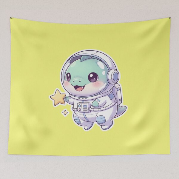 Item preview, Adorable Kawaii Dinosaur Astronaut Exploring Outer Space with Shiny Stars designed and sold by bvdesignart.