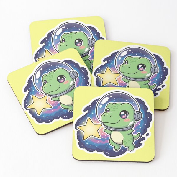 Item preview, Adorable Kawaii Dinosaur Astronaut Exploring the Galaxy with a Golden Star designed and sold by bvdesignart.