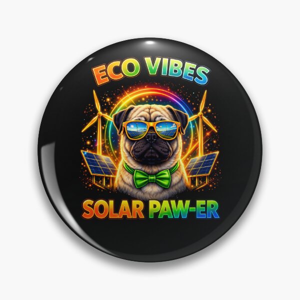 Item preview, Pug Eco Vibes – Solar Pawer Neon Dog Solar Punk Design designed and sold by PixelsPaws.