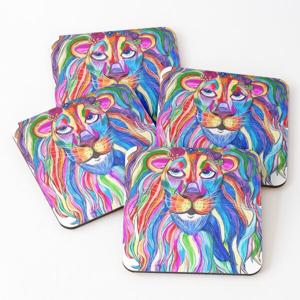 Item preview, Rainbow Lion. Floral Mane Original Artwork by Spell It Out Cosmic Co. designed and sold by SpellItOutCC.