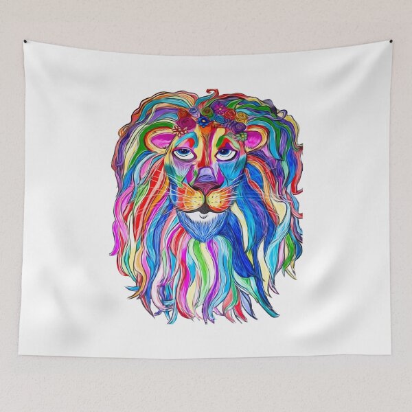 Item preview, Rainbow Lion. Floral Mane Original Artwork by Spell It Out Cosmic Co. designed and sold by SpellItOutCC.