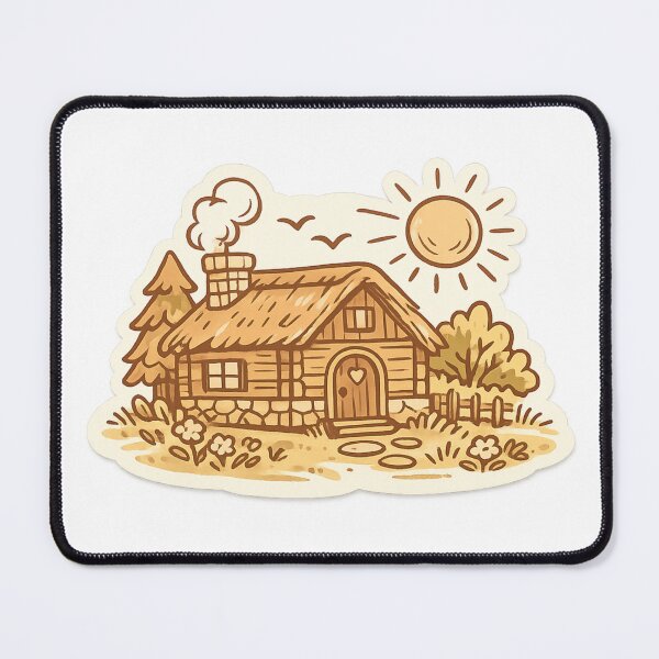 Item preview, Cozy Cottage Sunny Day Sticker — Rustic Log Cabin Boho Farmhouse Warm Aesthetic Cottagecore Vintage Sketch Art designed and sold by CosyCush.
