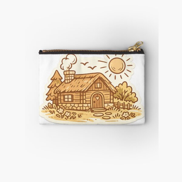 Item preview, Cozy Cottage Sunny Day Sticker — Rustic Log Cabin Boho Farmhouse Warm Aesthetic Cottagecore Vintage Sketch Art designed and sold by CosyCush.