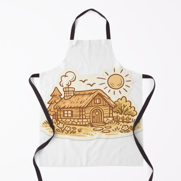 Item preview, Cozy Cottage Sunny Day Sticker — Rustic Log Cabin Boho Farmhouse Warm Aesthetic Cottagecore Vintage Sketch Art designed and sold by CosyCush.