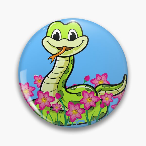 Item preview, Cute Garden Snake in Pink Flowers - Kawaii Reptile Illustration designed and sold by Madhav Creations Studio.