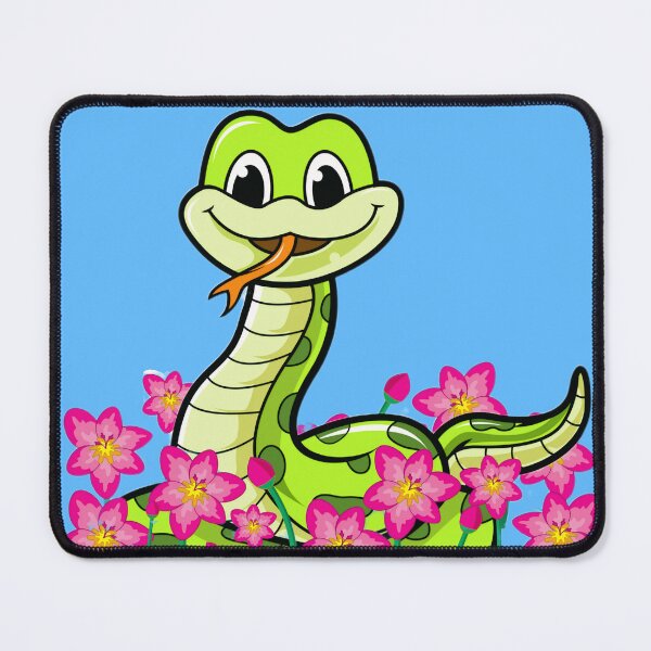 Item preview, Cute Garden Snake in Pink Flowers - Kawaii Reptile Illustration designed and sold by Madhav Creations Studio.
